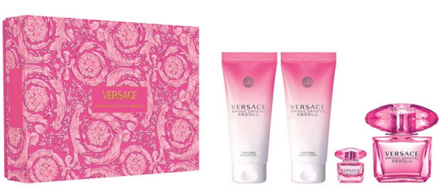 The Versace Bright Crystal Absolu 4 Pcs Gift Set is a luxurious collection designed for women who adore the enchanting scent of Versace's Bright Crystal Absolu. This exquisite gift set includes a 3.0 oz Eau de Parfum spray, a 0.17 oz Eau de Parfum spray for on-the-go freshness, a hydrating 3.4 oz body lotion, and a 3.4 oz shower gel. The signature scent opens with invigorating notes of yuzu and pomegranate, leading to a floral heart of peony, magnolia, and lotus. 
