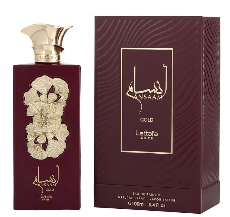 Pride Ansaam Gold is an amber flower for men and women. The sophisticated multilayered perfume of this flowery fruity fragrance is accentuated by amber, musky, and citrus accords.Top notes of luscious mandarin orange and delicate watery pear entice you to try Ansaam Gold. Golden amber, warm musk, powdery rose, green jasmine, and nectary sweet notes follow, forming a rich and sumptuous center.
