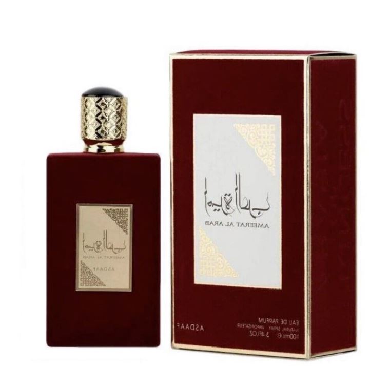 It is enough unusual and alluring for you to be powerless against them. Ameerat Al Arab is a powerful scent with an oud, jasmine, oak, musk, and oud base with an opening that is stimulating. Spices, resins, exotic woods, and essential oils are expertly blended in Lattafa's Ameerat Al Arab Eau de Parfum.