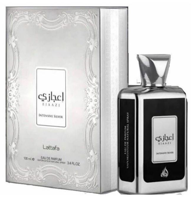 The scent is aromatic fruity category of Lattafa Parfum. Ejaazi Intensive Silver. The new fragrance for both men and women. Mandarin Orange and Grapefruit are the top notes. Sea and Cedar Notes are the middle notes and Amber and Moss are the base notes.
