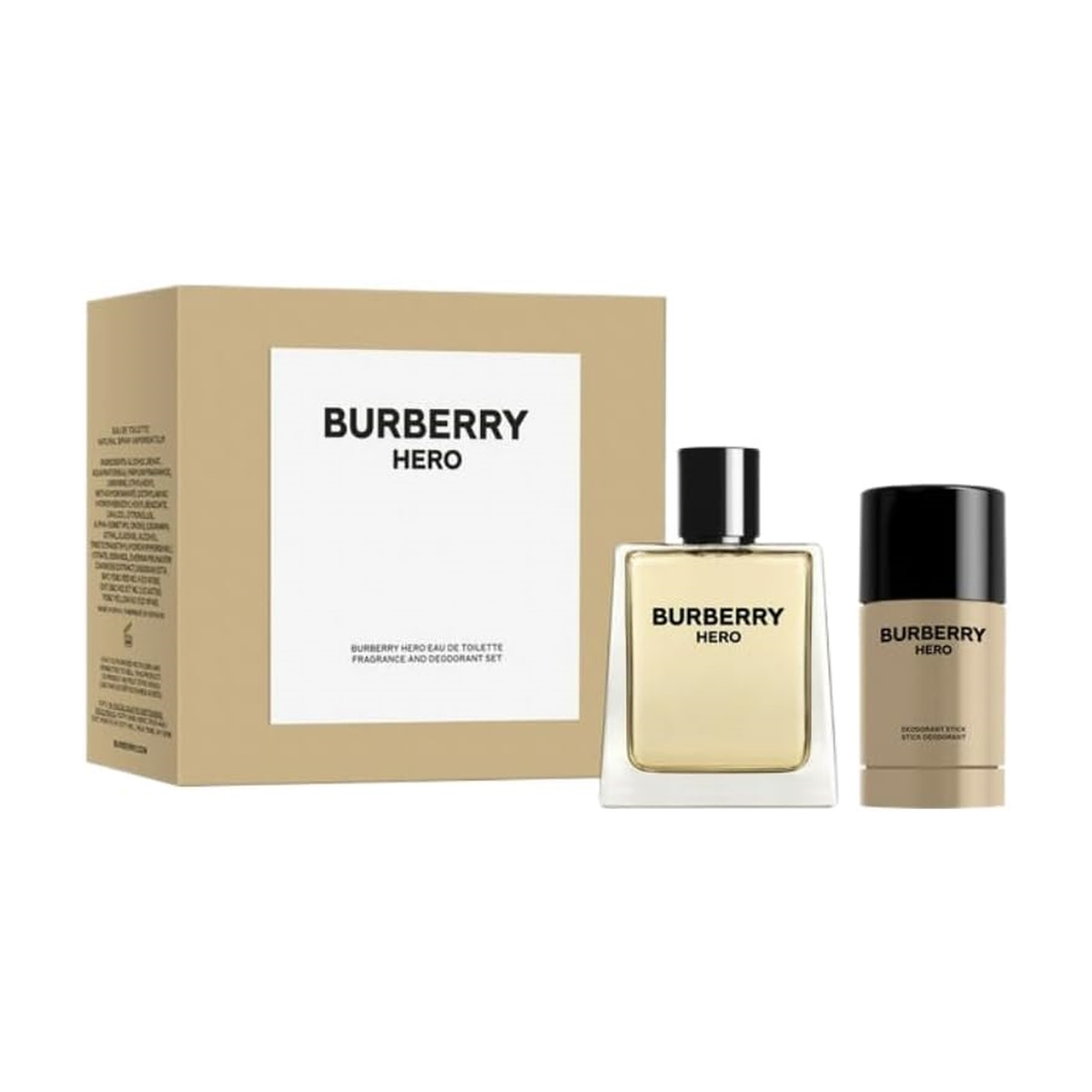 
Product Description:
Bold. Fresh. Masculine. The Burberry Hero Eau de Toilette Gift Set is a dynamic fragrance collection for the modern man who embraces transformation and strength. Featuring a 3.3 fl oz Eau de Toilette and a 75 ml / 70 g Deodorant Stick, this gift set combines timeless elegance with a spirit of adventure.

Crafted by renowned perfumer Aurélien Guichard, Burberry Hero introduces a new Burberry identity anchored in vitality, courage, and a deep connection with nature. The s